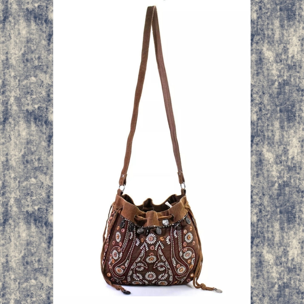 Free People Embroidered Cross body bag Boho Hippie - Picture 2 of 3